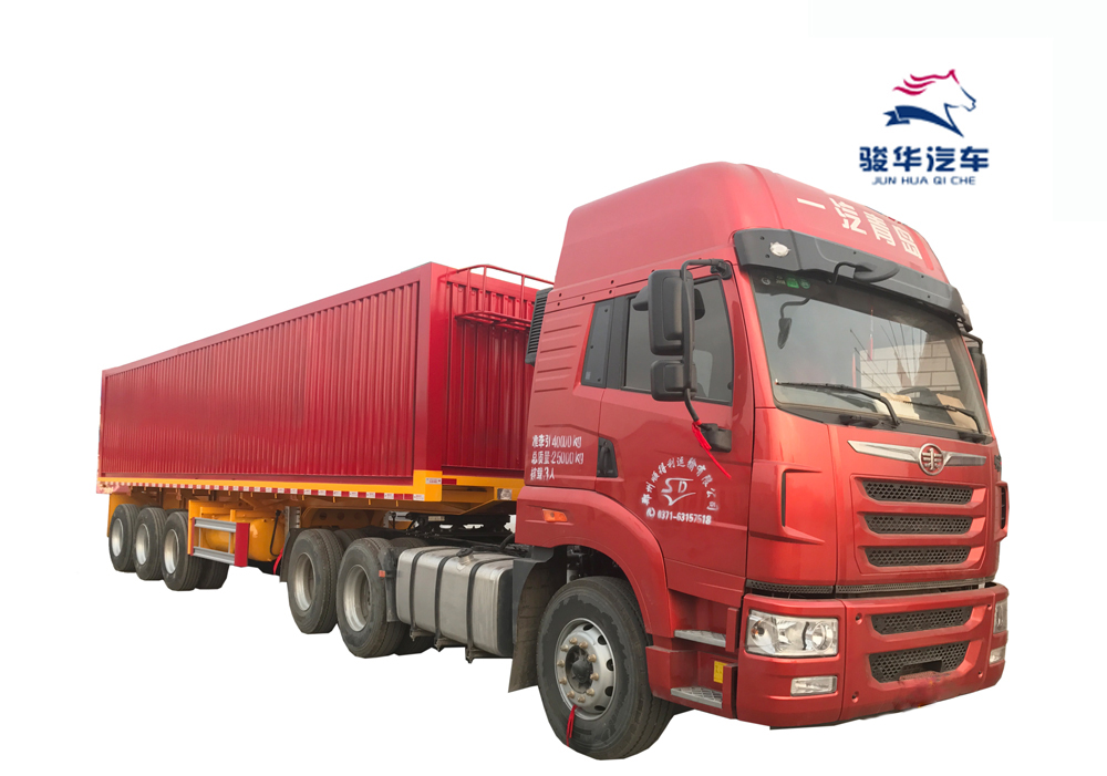 侧翻自卸式运输半挂车